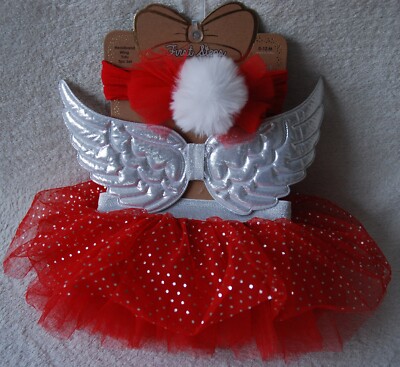Trittsteine Engel 3 Stück Tutu Stirnband Flügel Weihnachten Baby Mädchen Outfit 0-12M