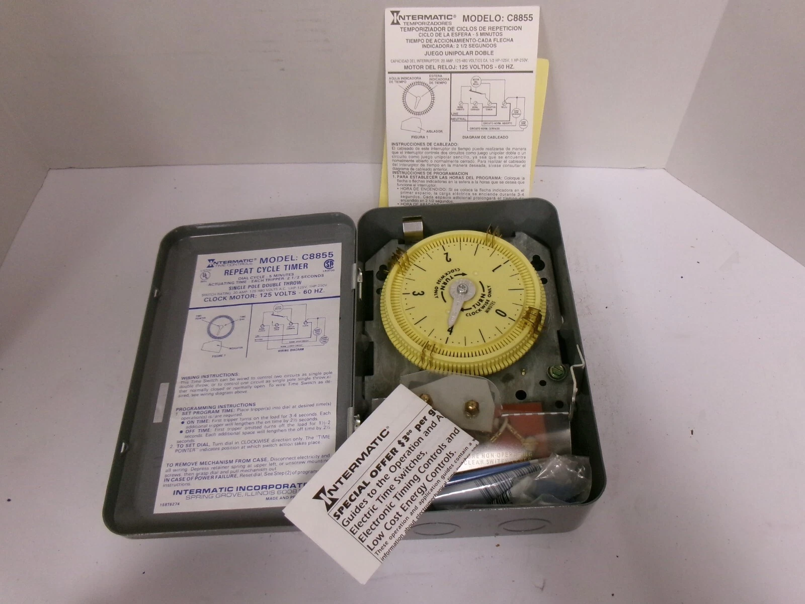 Intermatic CICLE TIME SWITCH DIAL CICLE 1/2 H.P 20 AMPS - 125 VOLTS A.C
