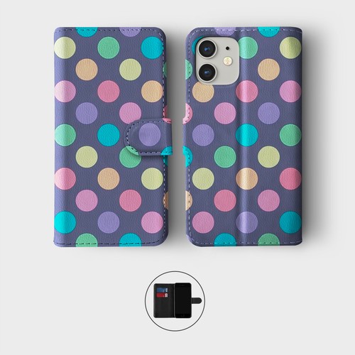 CASE FOR IPHONE 16 16E 15 14 12 12 WALLET FLIP PHONE COVER ROSES COLOURFUL DOTS - Picture 8 of 9