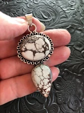 Artisan Southwest Pale Rider Wild Horse Turquoise Ornate Bezel Totem Pendant