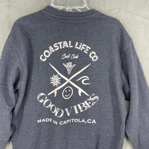 Maglione pullover Coastal Life Capitola donna piccolo blu grigio surf manica lunga - Foto 7 di 11