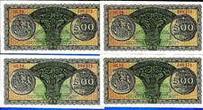 Greece X 4 Banknotes CONSECUTIVE P325a 500 Drachmai 1950 246270 - 73 UNC