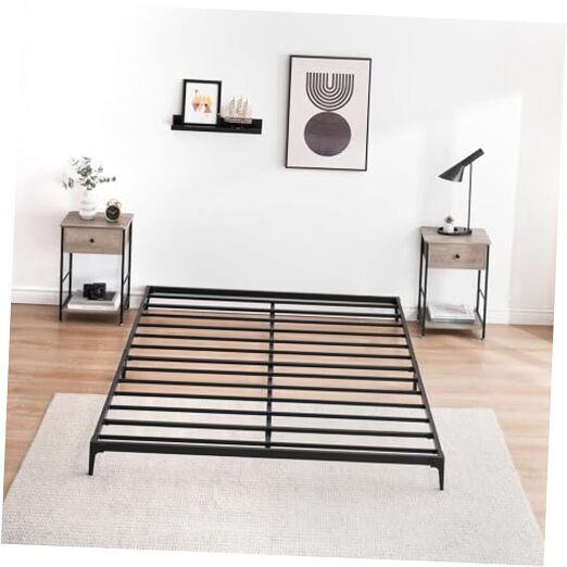6 Inch Metal Queen Bed Frame Heavy Duty Low Platform Bed, Sturdy Steel Slat