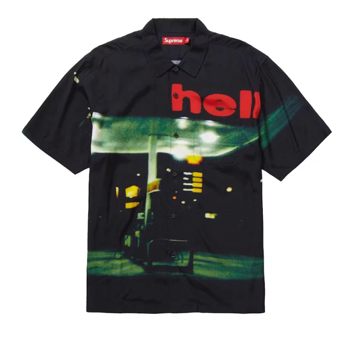 Chemise Supreme Hell S/S multicolore tableau de bord neige taille L viscose noir bouton