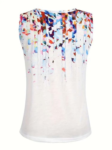 Plus Size 1XL-5XL Women's Fashion Top V-neck Flower Print Printed - Picture 2 of 11