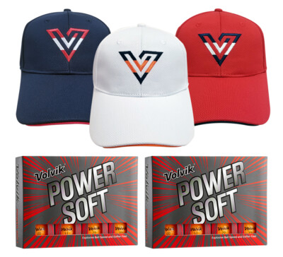 Volvik POWER SOFT Golf Balls 2 Dozen (24 Balls) Bundle with 3 Color V-Logo Hats