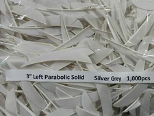 12 Ozark 3" Left Wing Parabolic Feathers Dozen Fletchings, Vanes Solid Colors