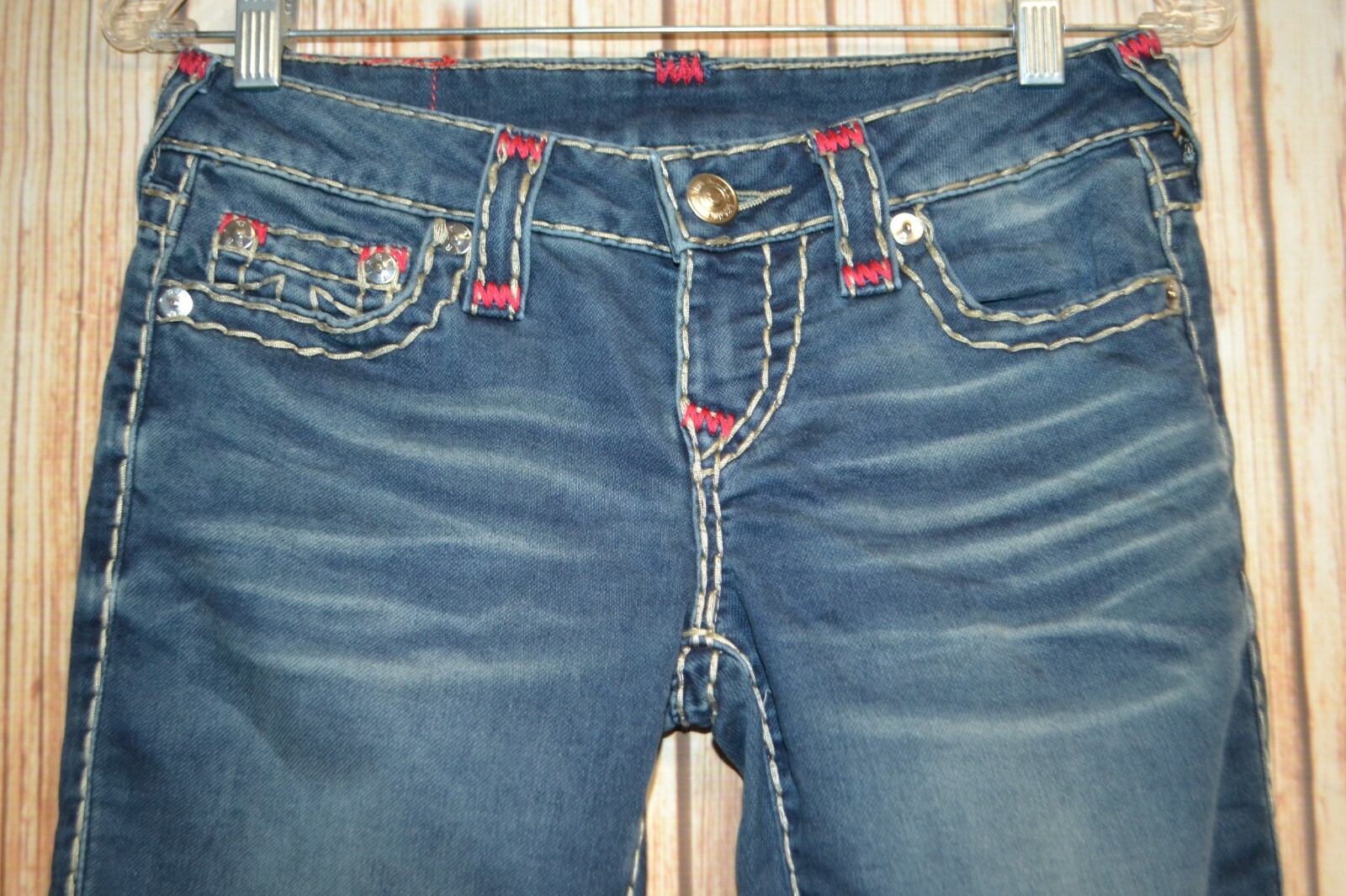 True Religion Women's Skinny No Pocket Flaps Thick Stitch Jeans Sz 26x31 thumbnail 5