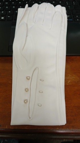 1940s Vintage Aris Nyladoe Nylon Women’s Opera Gloves Size 8 w/ buttons 23" EXC!
