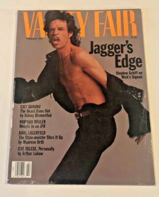 VANITY FAIR MAGAZINE FEBRUARY 1992 MICK JAGGER OF ROLLING STONES 