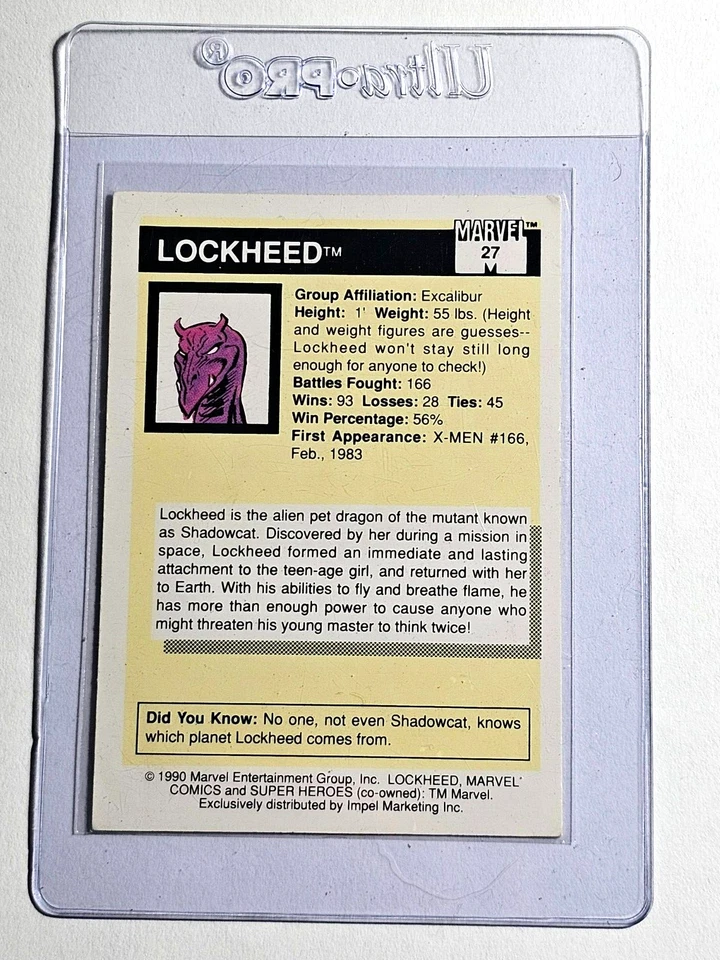 1990 Impel Marvel Universe #27 LOCKHEAD Trading Card GEM MINT - Image 2 of 2