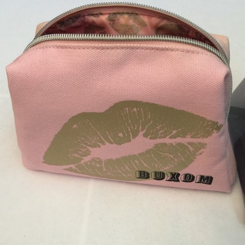 2 MAKEUP COSMETIC BAG BUXOM PINK BIG BOLD SEXY LIP KISS TARTAN+TWINE BLACK LOT - Picture 6 of 24