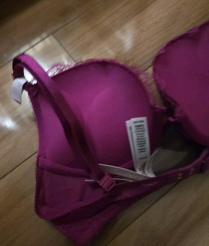 NWT Victorias Secret Bombshell add 2 cups padded push up bra Pink Lace 34A - Picture 7 of 8