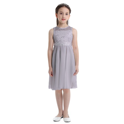 Girls Princess Flower Dress Kids Wedding Bridesmaid Maxi Formal Party Prom Gown - Picture 20 of 51