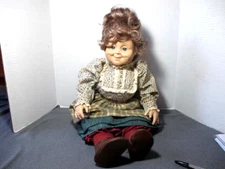 1993 Granny World Grandma Doll 22" Padded Brown Gray Freckles Green Eyes