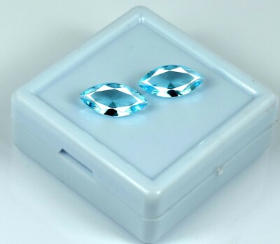4 Ct Natural Marquise Cut Swiss Blue Topaz Gemstone Pair Certified DC40