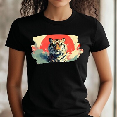 T-Shirt Frauen Tiger im Anime Style Motiv Baumwolle Größe XS bis 3XL