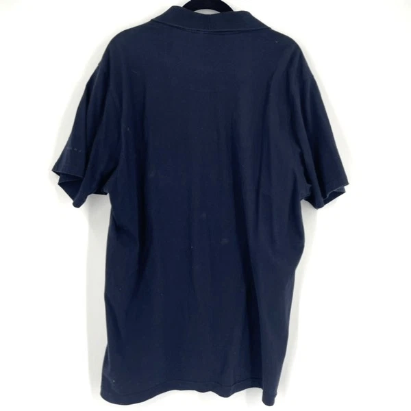 Sean John 男式棉质短袖高低 Polo 衫海军蓝白色 2XL 码 — 第 2/4 张图片