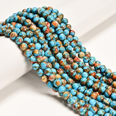 Natural Spiny Oyster Mohave Copper Turquoise Smooth Round Beads 4mm 6mm 15.5''Str