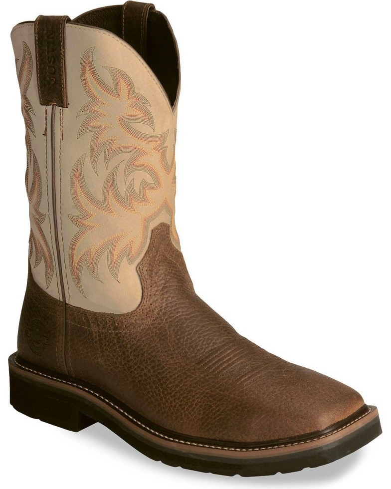 justin men's original stampede copper kettle rowdy work boots