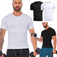 Mens Compression Shirt Base Layer Sports Top Short Sleeve Gym Quick Dry T-Shirt