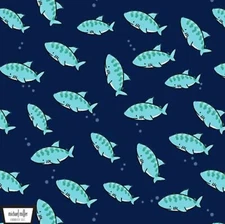Dangerous Waters Sharks Cotton Fabric Swim Michael Miller Quilting By the Yard