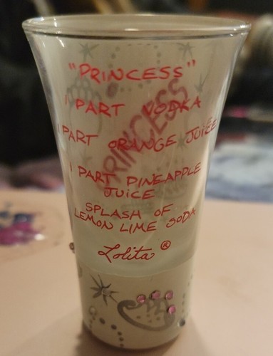 Lolita 2oz Shot Glass Princess w/recipe, hand painted, party shot collection - Picture 4 of 5