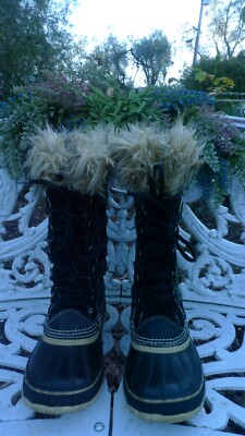 Sorel Joan Of Arctic Black Winter Tall Snow Boots woman's Size