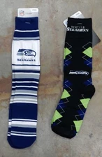 2 Pack NFL Seattle Seahawks Gift Socks Mas Stripes Dress Black Fan Nation 12 Man
