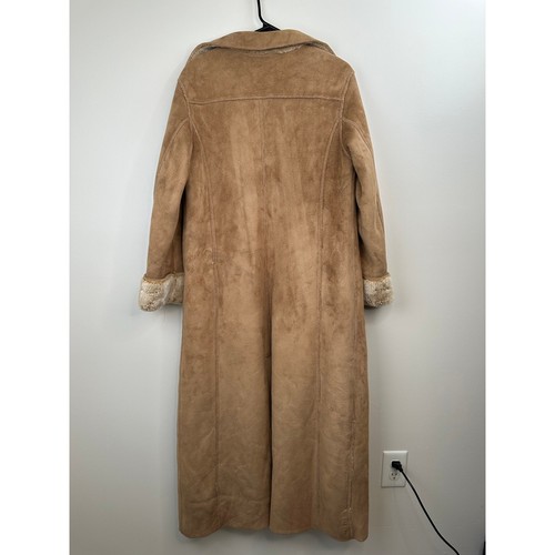 Fuda New York Tan Faux Suede Fur Long Coat Jacket - Picture 8 of 12