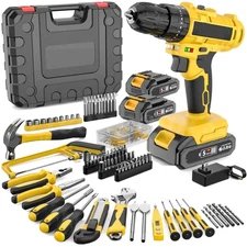 Hammer Drill Cordless Brushless Impact Driver Combo Kit With 2 Battery & Charger