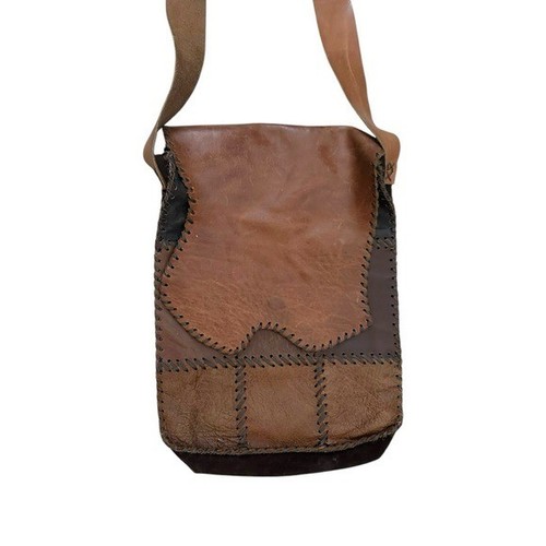Handmade Real Leather Rugged Crossbody Bag Stitched Rare