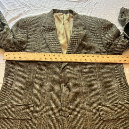 Vintage Bill Blass Camel Hair Blazer Plaid Sport Coat Sz 46 L Elbow Patch - Picture 6 of 16