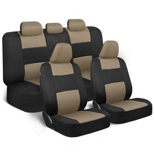BDK PolyPro Seat Covers Full Set in Beige on Black   Front and Rear Split