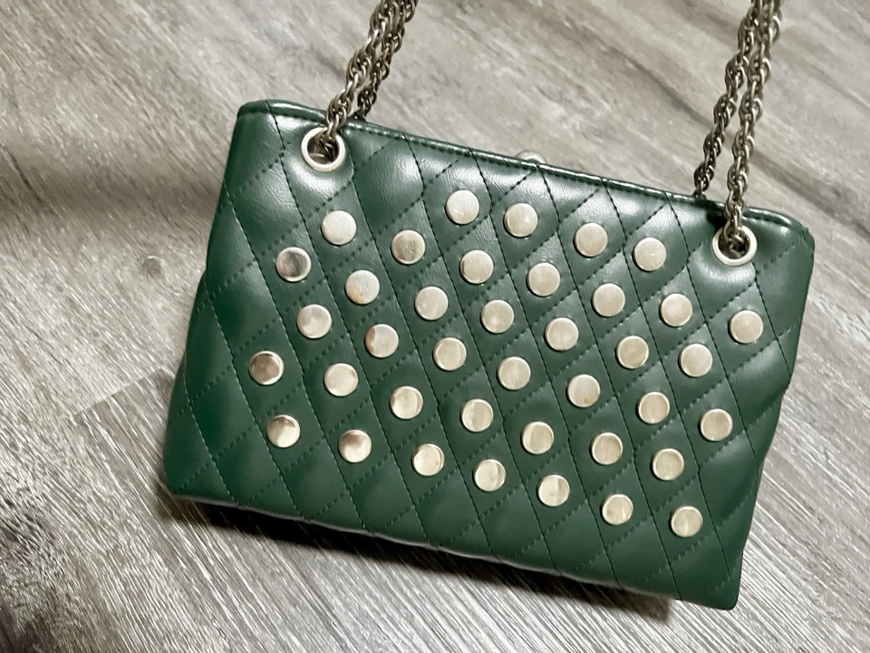 Bolsa rara vintage Julius Resnick JR verde cravejada punk anos 70 anos 80 - Imagem 2 de 4