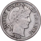 [#1116980] United States, Barber Dime, Dime, 1912, U.S. Mint, Denver, VF, Sil, v