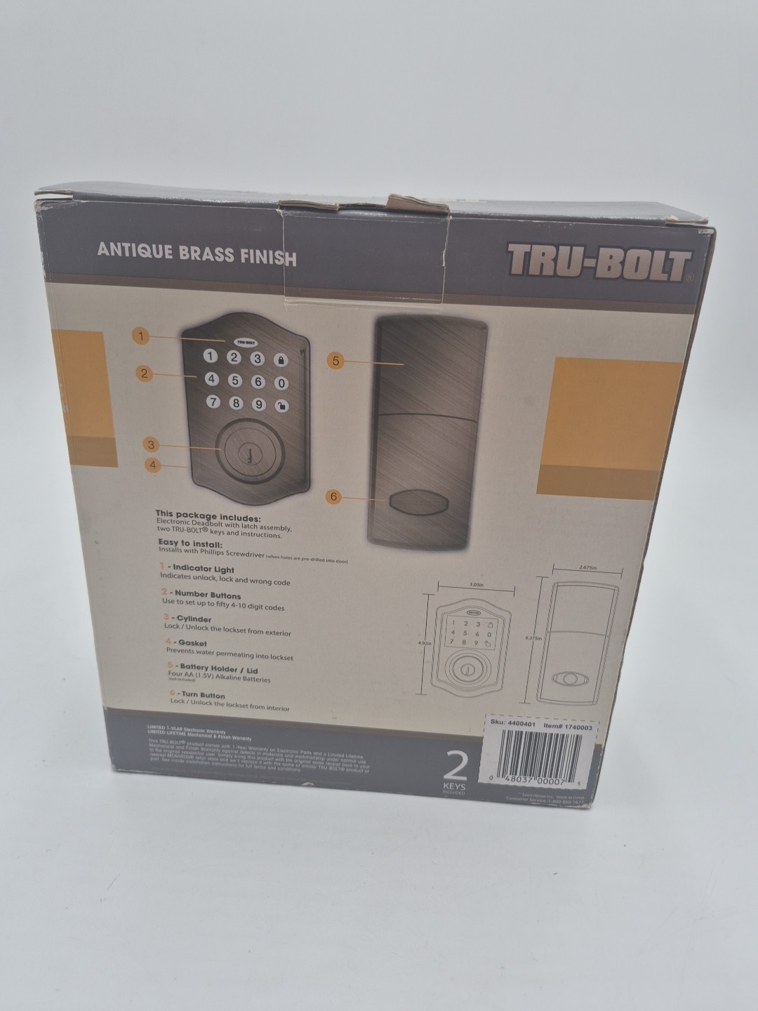 New TRU-BOLT Electronic Deadbolt Antique Bronze Finish