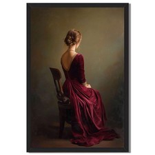Elegant Woman Portrait Framed Canvas Print Vintage Wall Art