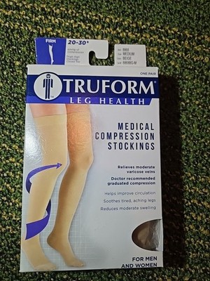 Truform Leg Compression Stocking 20-30mmHg Firm Beige Thigh High MEDIUM 8868