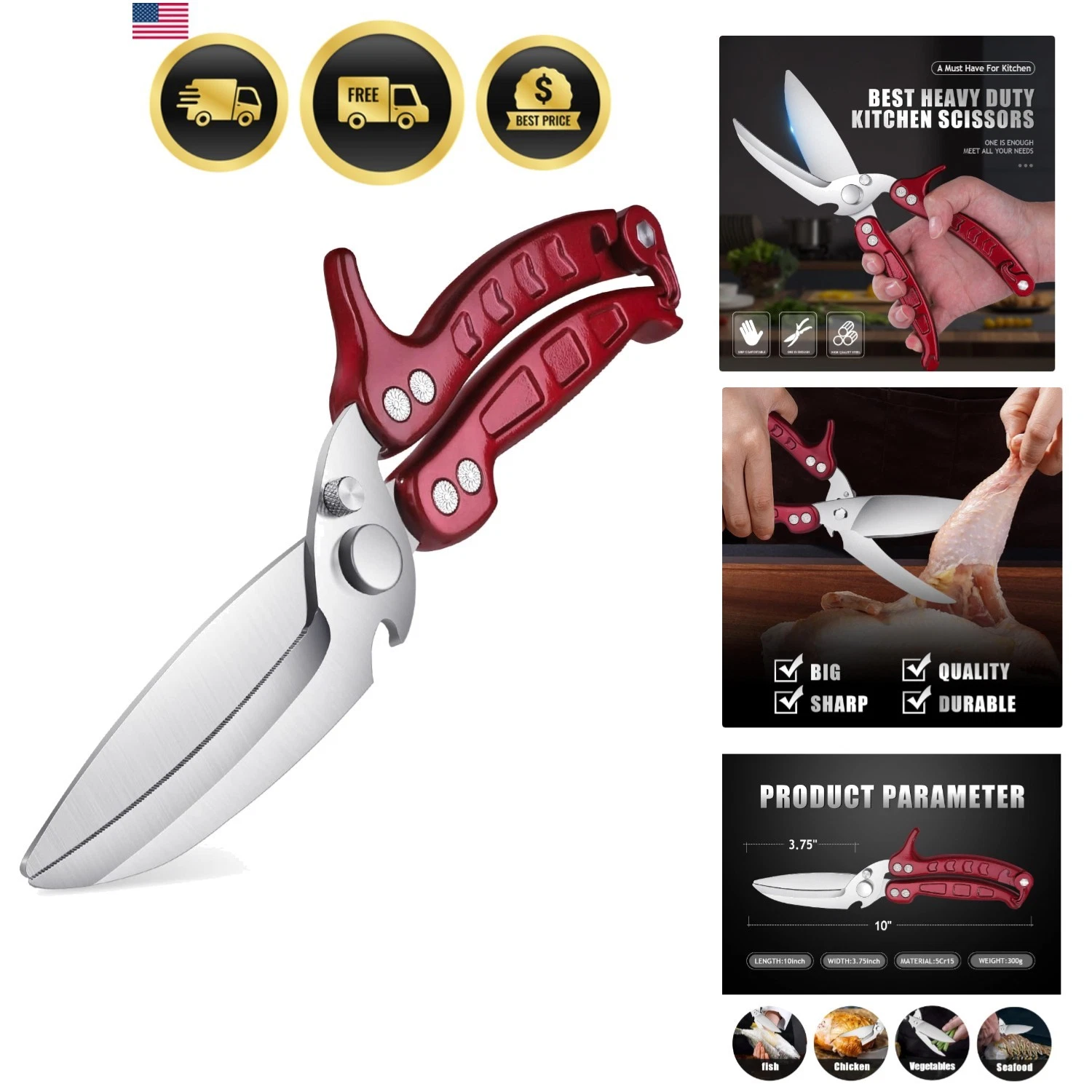 Heavy Duty Poultry Shears - A Must Have Kitchen Shears for Chicken and Meat C...
Opens in a new wind