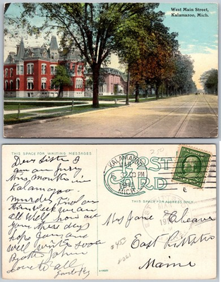 #ad #ad West Main Street Trees Courthouse Kalamazoo MI Postcard $4.85