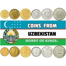 Uzbekistan | 6 Coin Set | 1 3 5 10 20 50 Tiyin | 1994