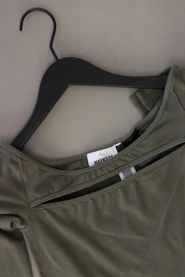 ✨ Weekday Cropped Shirt Regular Shirt für Damen Gr. 32, XS Langarm olivgrün ✨ - Bild 3 von 4