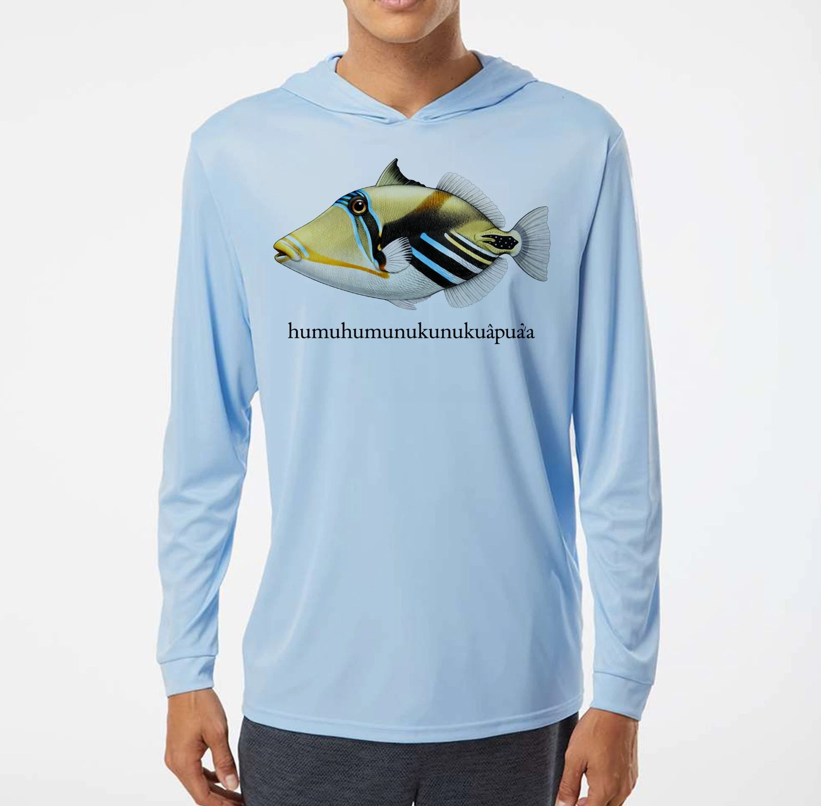 Hawaii Fish Longest Name Boat Sun UV Protected UPF 50 Long Sleeve T-Shirt Hood