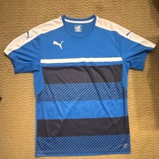 Camiseta deportiva a rayas XL azul blanco azul marino de PUMA Dry Cell para hombre