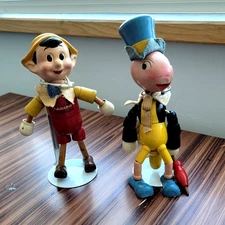 1940s  Disney Wooden Pinocchio AND Jiminy Cricket  Figures 9" tall - GREAT