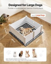 New Dogs Whelping Box, 48 x 48 x 18.1 inch, Plastic PVC Puppies Playpen with He