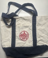Trader Joe's Large Navy Blue Canvas Cotton Tote Bag Reusable