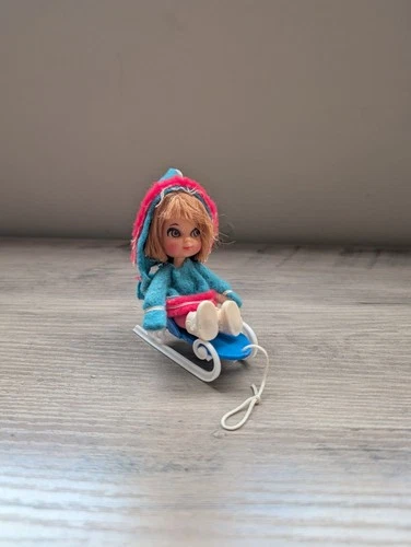 Vintage Liddle Kiddles Freezy Sliddle Doll Sled Sleigh Boots Mattel