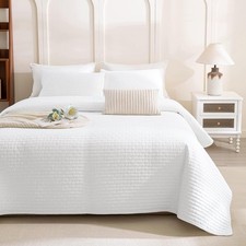 Oversized King Quilt 120x120, White Oversized King Bedspreads Set for Bed, Li...